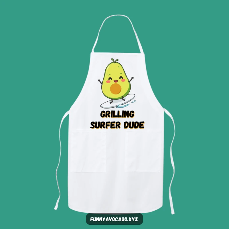 Funny Surfing Avocado Apron: Cheerful Tiny Legs, Kitchen Fun Gift