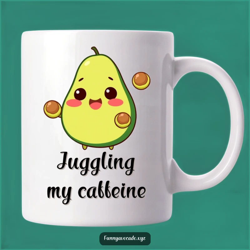 Funny Avocado Juggling Mug: Two Pits Up, Perfect Funny Gift for Food Lovers