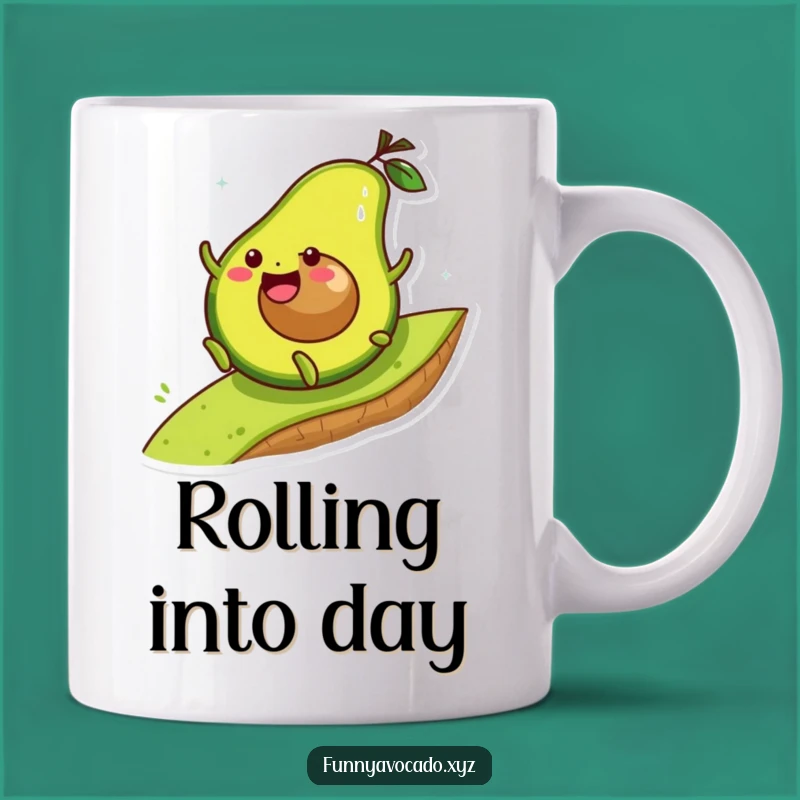 Funny Rolling Avocado Mug: Joyful Journey, Perfect Fun Gift