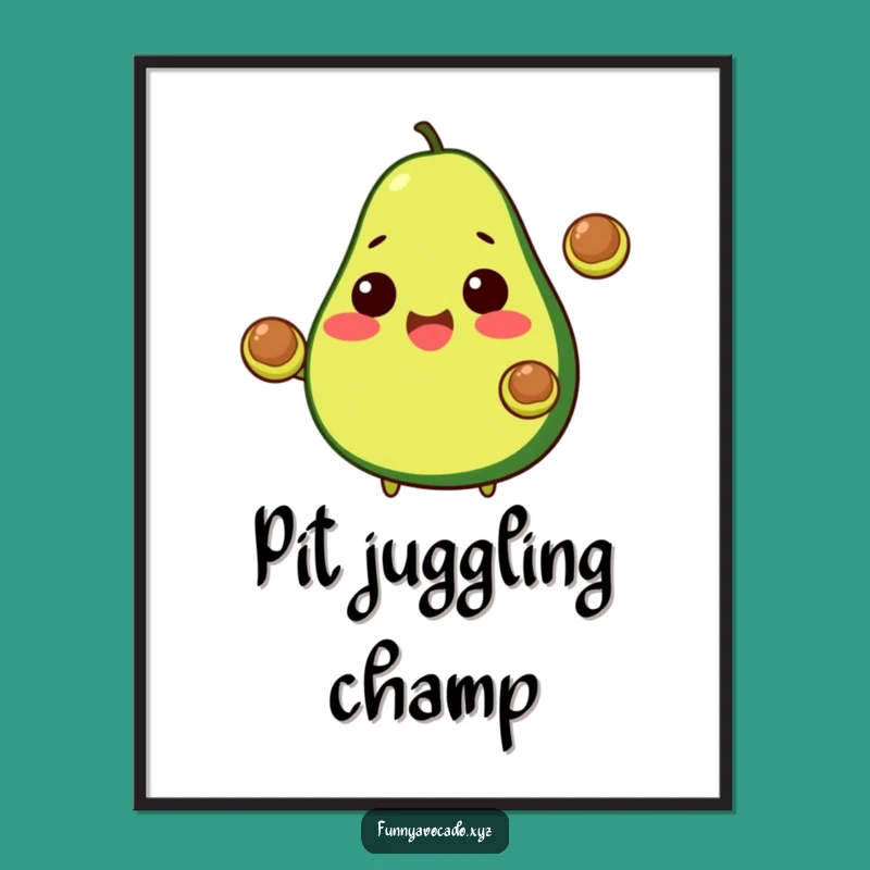 Funny Avocado Digital Art: Juggling Pits, Printable Funny Gift of Skill