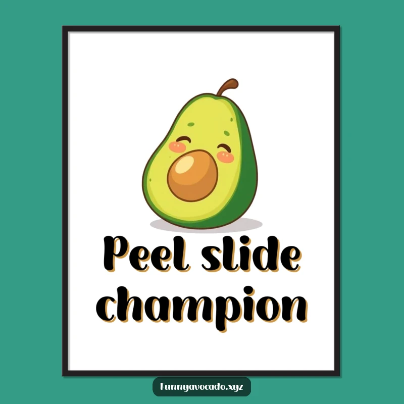 Funny Avocado Digital Art: Sliding Giggles, Printable Funny Gift of Joy