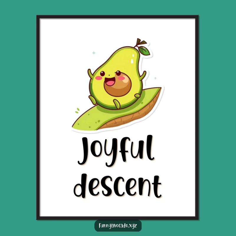 Funny Rolling Avocado Digital Art: Joyful Descent, Instant Adventure Gift