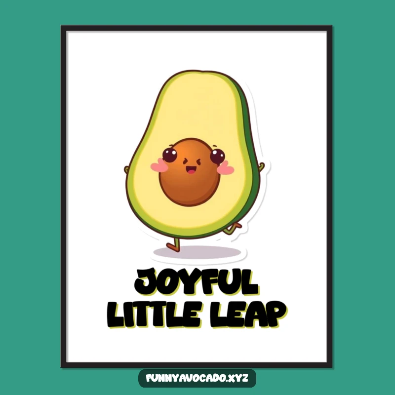 Funny Hopping Avocado Slice Digital Art: Cheerful Hop, Instant Joy Gift