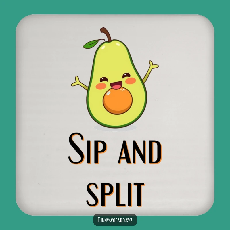 Funny Excited Avocado Coaster Set - Protect Surfaces with a Happy Split!