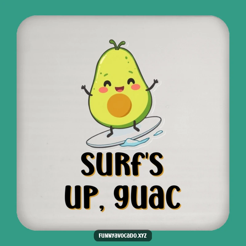 Funny Surfing Avocado Coaster: Tiny Legs, Protect Surfaces with Humor