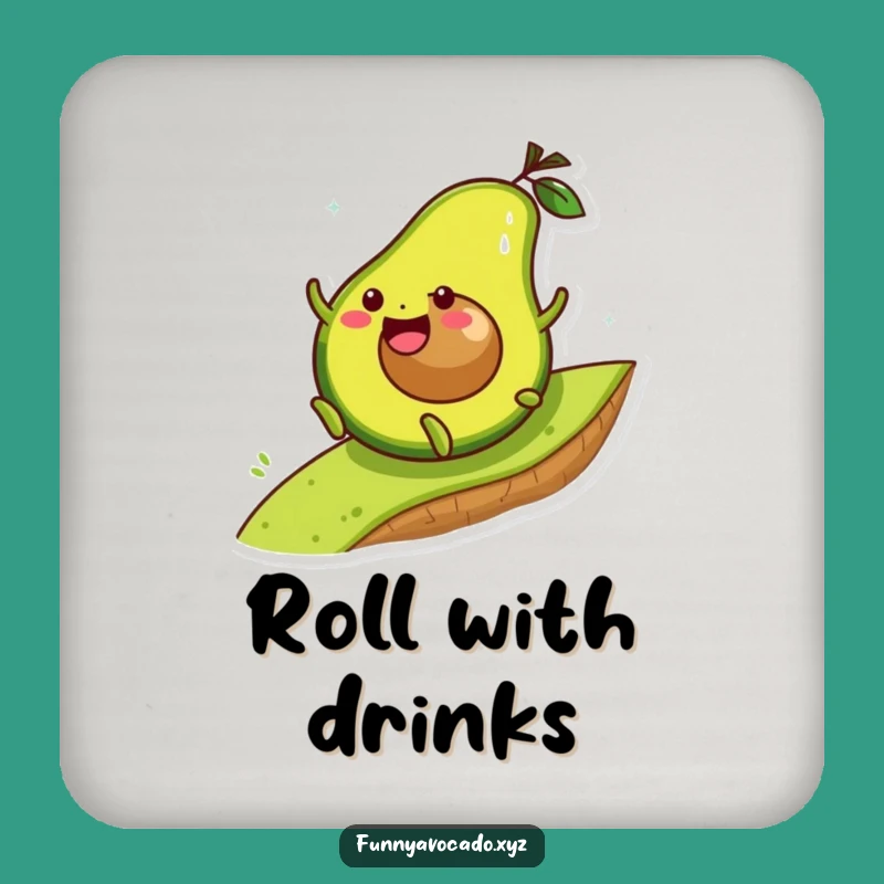 Funny Rolling Avocado Coaster: Joyful Descent, Protect Surfaces with Fun