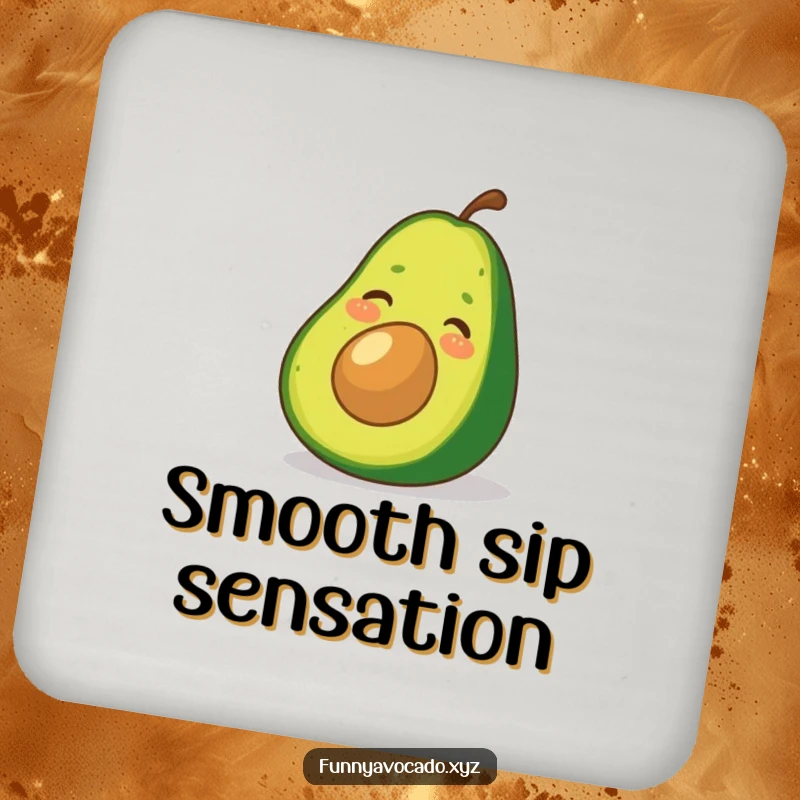 Funny Avocado Coaster: A giggling avocado sliding down a green peel, a humorous and protective surface.