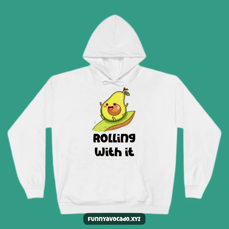 Funny Rolling Avocado Hoodie: Cozy Descent, Perfect Adventure Gift