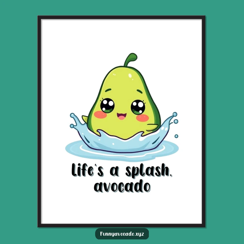 Free Printable Wall Art: Googly Eyed Avocado Splash Hilarious Downloadable Decor