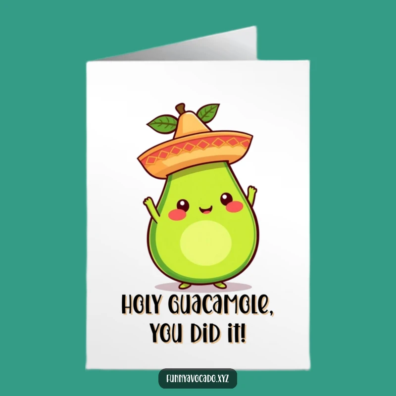 Free Printable Congrats Card: Avocado Sombrero Celebration Downloadable Gift for Any Occasion