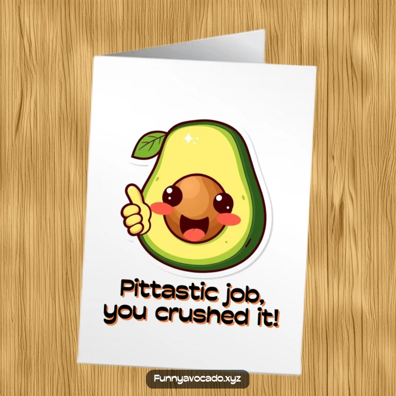 Funny Free Printable Congrats Card: Adorable avocado giving a big thumbs up with its pit. A downloadable gift for achievements.