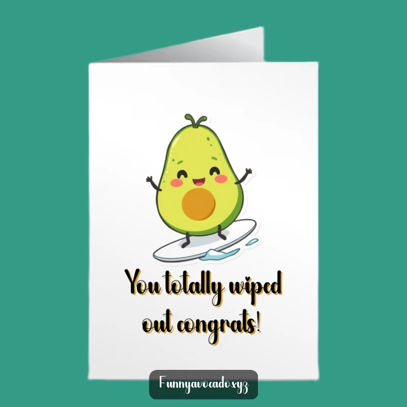 Free Printable Congrats Card: Surfing Avocado Makes Funny Downloadable Achievement Gift