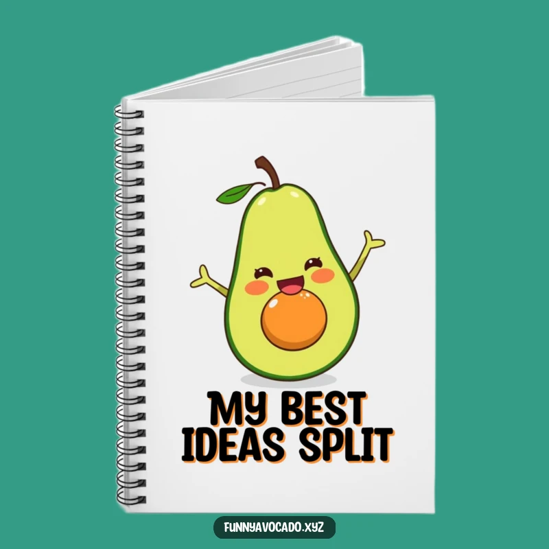 Funny Excited Avocado Notebook - Jot Down Ideas with a Happy Split!