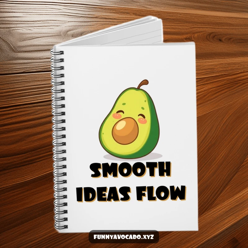 Funny Avocado Notebook: A happy avocado sliding down a peel, perfect for funny ideas and note-taking.
