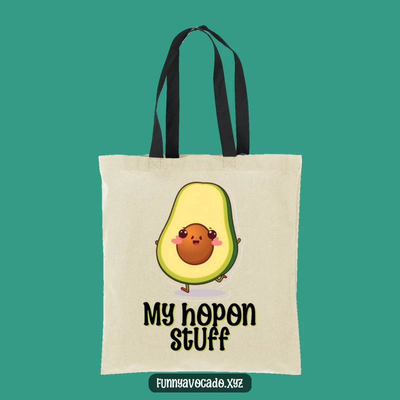 Funny Hopping Avocado Slice Tote Bag: Cheerful Hop, Perfect Carry-All Gift