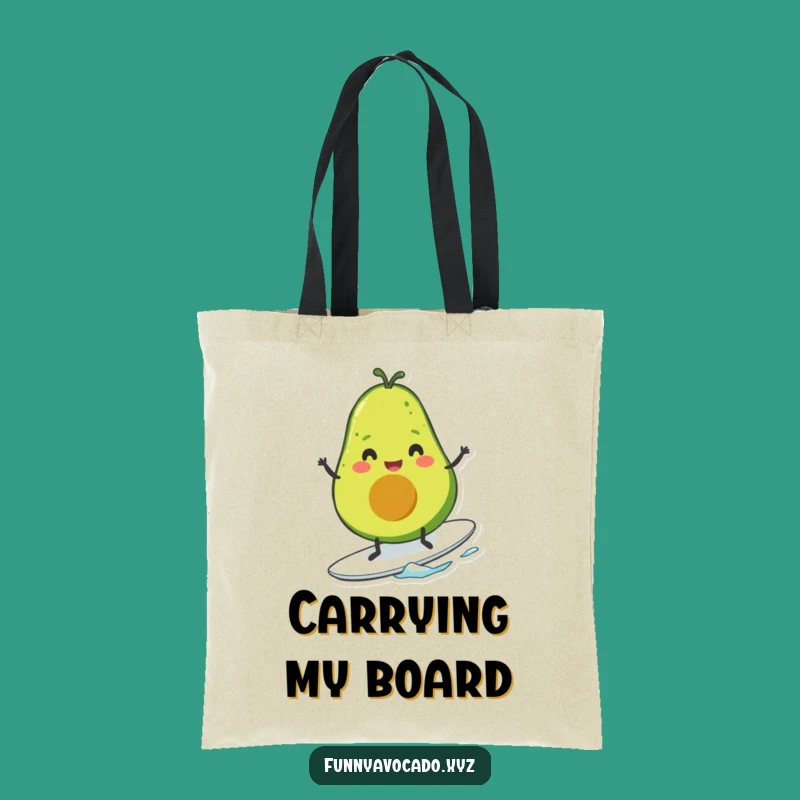 Funny Surfing Avocado Tote Bag: Cheerful Tiny Legs, Eco-Friendly Gift